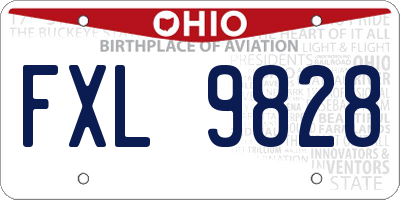 OH license plate FXL9828