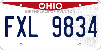 OH license plate FXL9834