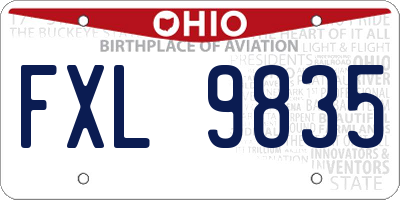 OH license plate FXL9835