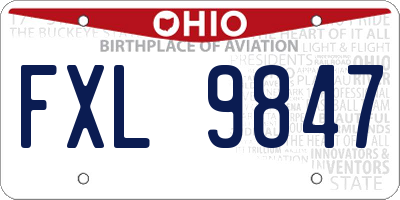OH license plate FXL9847