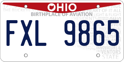 OH license plate FXL9865