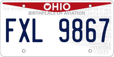 OH license plate FXL9867