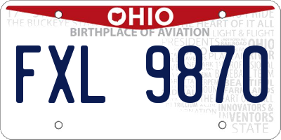 OH license plate FXL9870