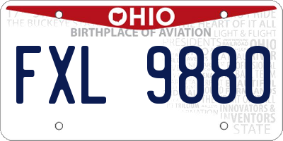 OH license plate FXL9880