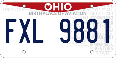 OH license plate FXL9881
