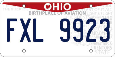 OH license plate FXL9923