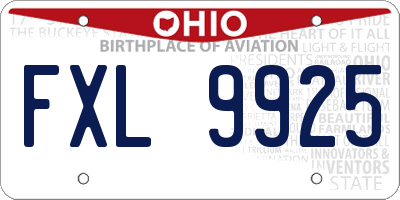 OH license plate FXL9925