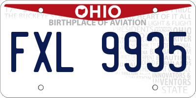 OH license plate FXL9935