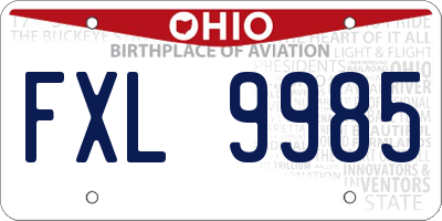 OH license plate FXL9985