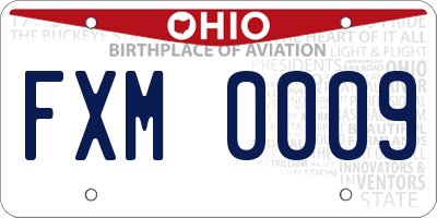 OH license plate FXM0009