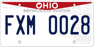 OH license plate FXM0028