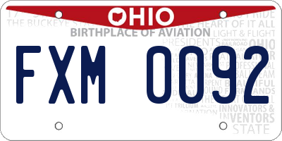 OH license plate FXM0092