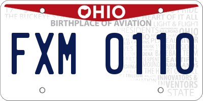 OH license plate FXM0110