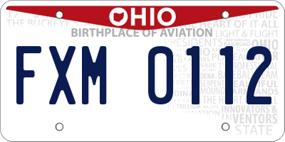 OH license plate FXM0112