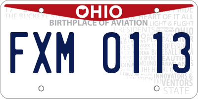 OH license plate FXM0113