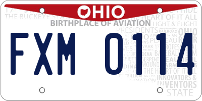 OH license plate FXM0114