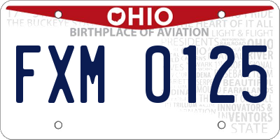 OH license plate FXM0125