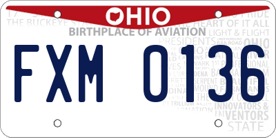 OH license plate FXM0136