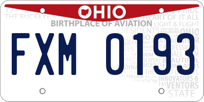OH license plate FXM0193