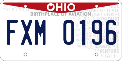 OH license plate FXM0196