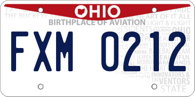 OH license plate FXM0212