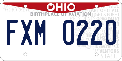 OH license plate FXM0220