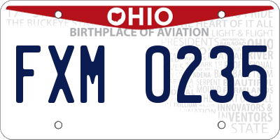 OH license plate FXM0235