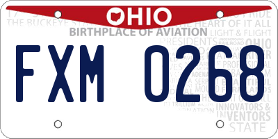 OH license plate FXM0268