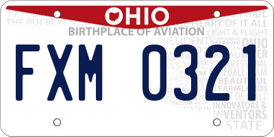 OH license plate FXM0321