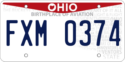 OH license plate FXM0374