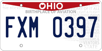 OH license plate FXM0397