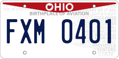 OH license plate FXM0401