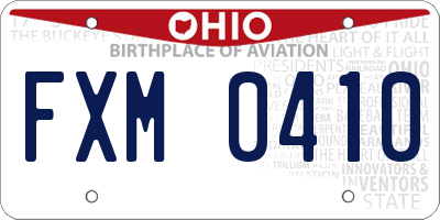 OH license plate FXM0410