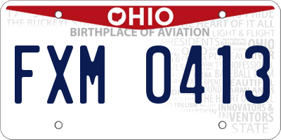 OH license plate FXM0413