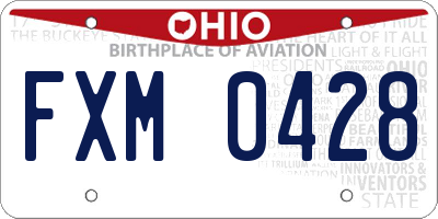 OH license plate FXM0428