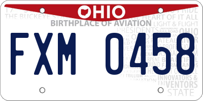 OH license plate FXM0458