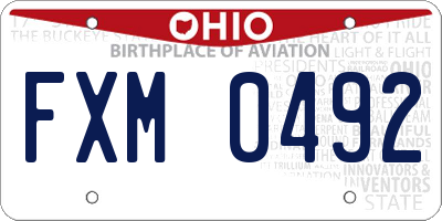 OH license plate FXM0492