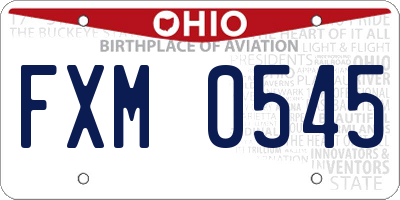OH license plate FXM0545