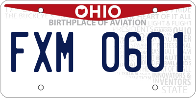 OH license plate FXM0601
