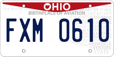 OH license plate FXM0610