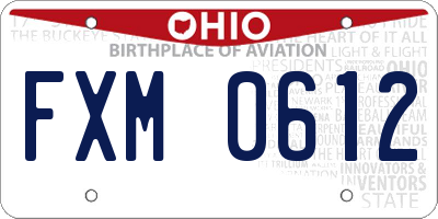 OH license plate FXM0612