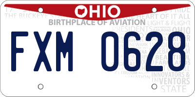 OH license plate FXM0628