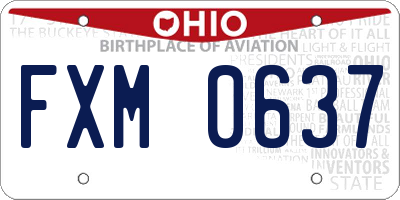 OH license plate FXM0637