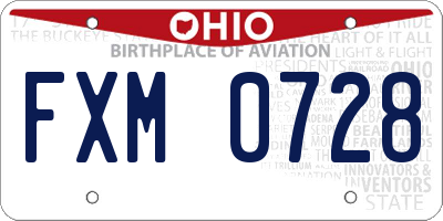 OH license plate FXM0728
