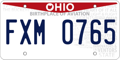 OH license plate FXM0765