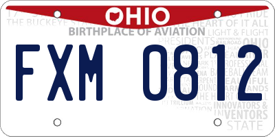 OH license plate FXM0812
