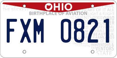 OH license plate FXM0821