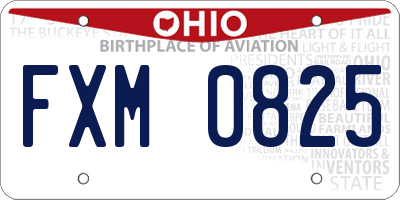 OH license plate FXM0825