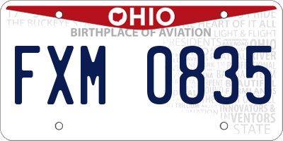 OH license plate FXM0835