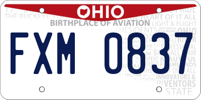 OH license plate FXM0837